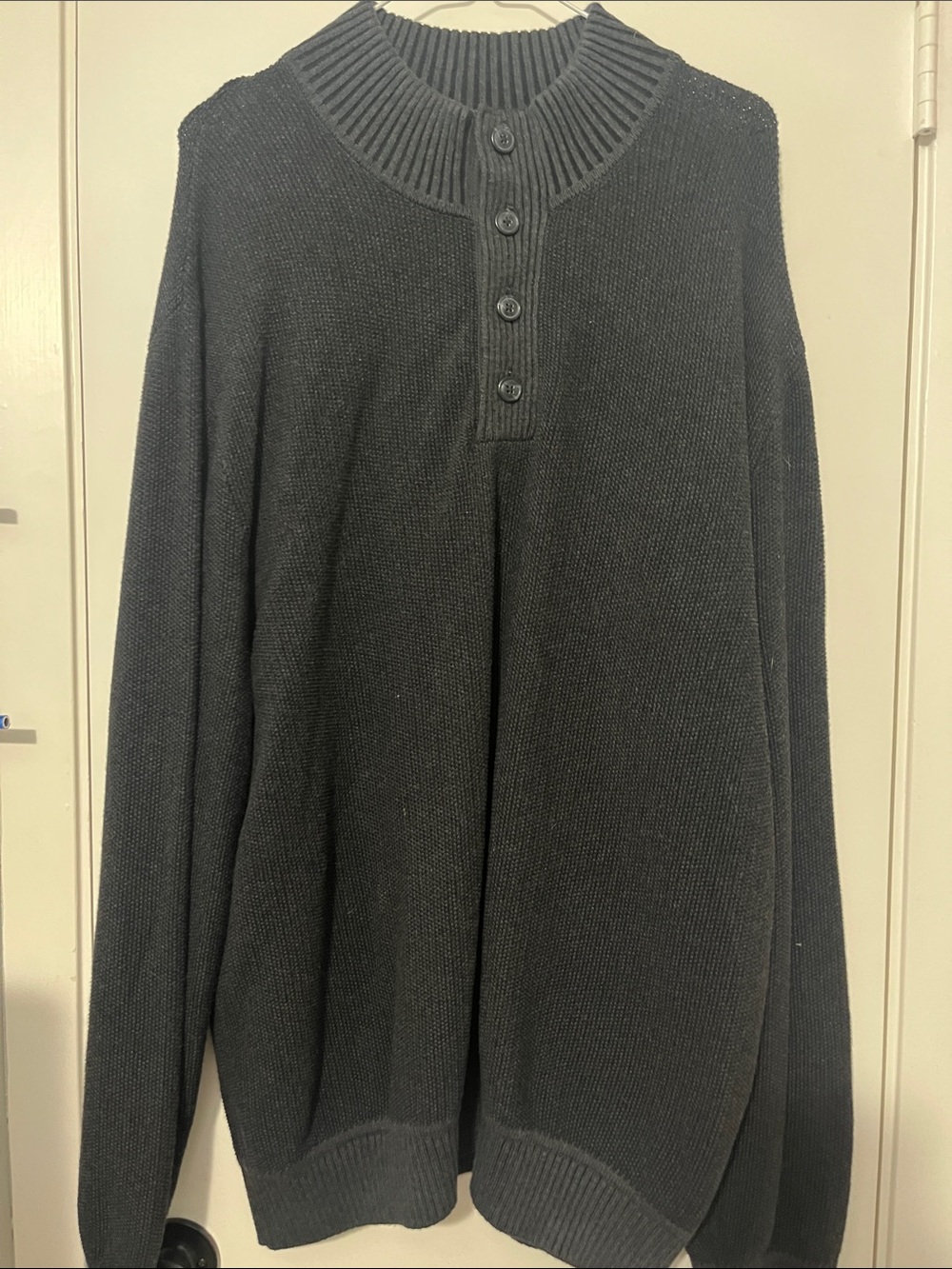 GAP Men's Dark Charcoal Button Crewneck Sweater